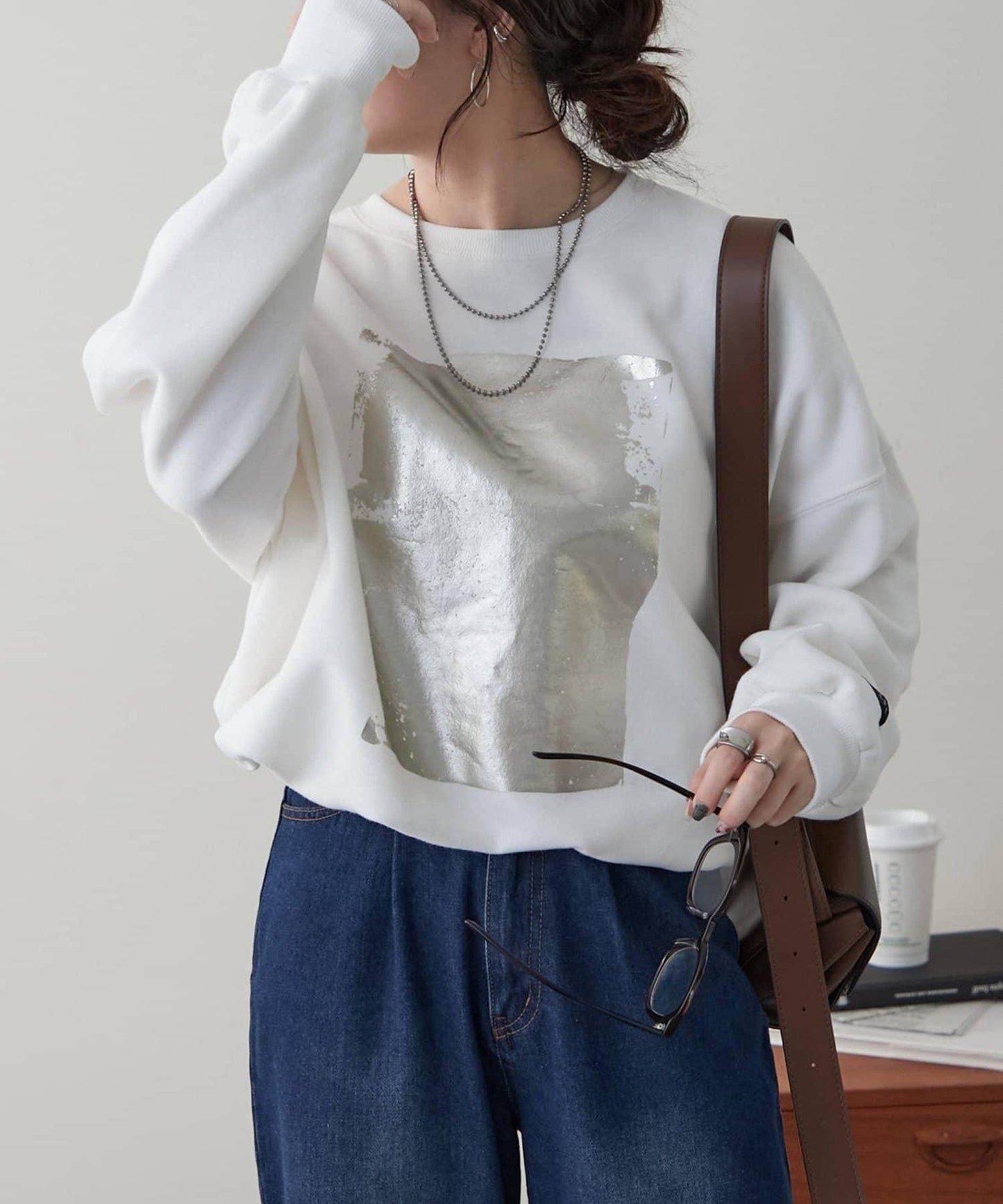 【NUNIFE / 長銷單品】金箔印花套頭衫