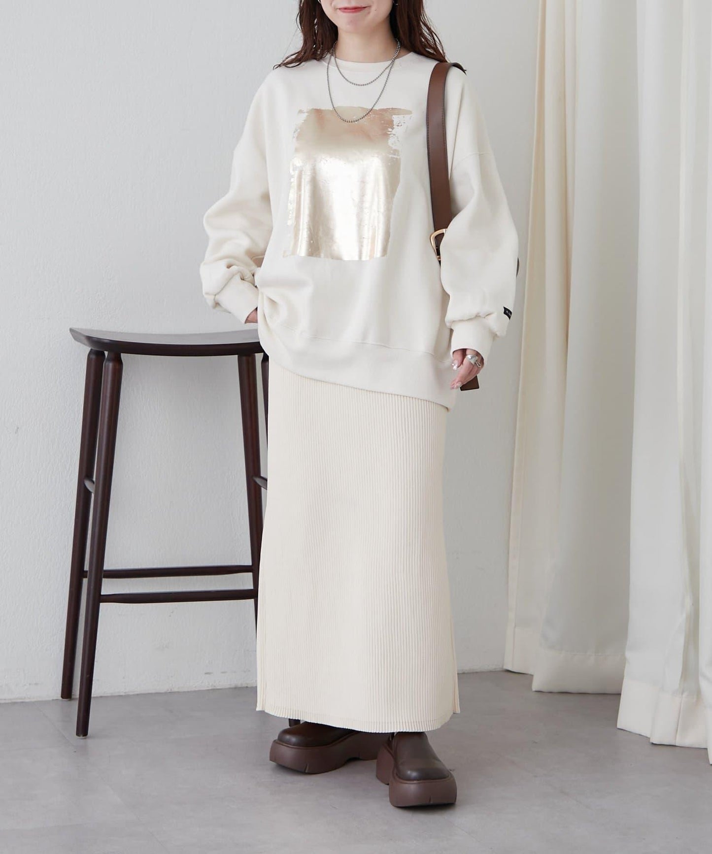 【NUNIFE / 長銷單品】金箔印花套頭衫