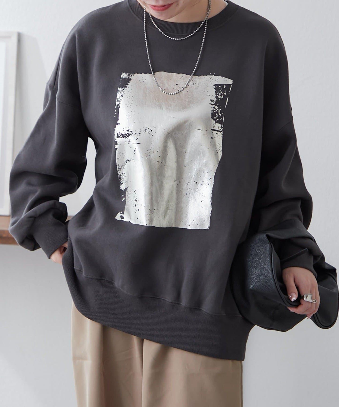 【NUNIFE / 長銷單品】金箔印花套頭衫