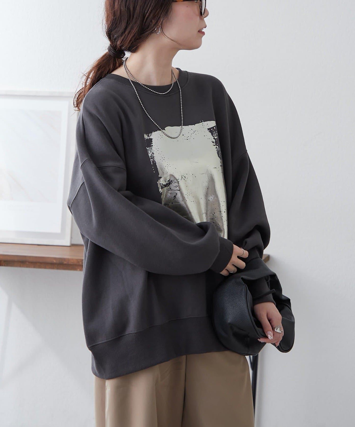 【NUNIFE / 長銷單品】金箔印花套頭衫