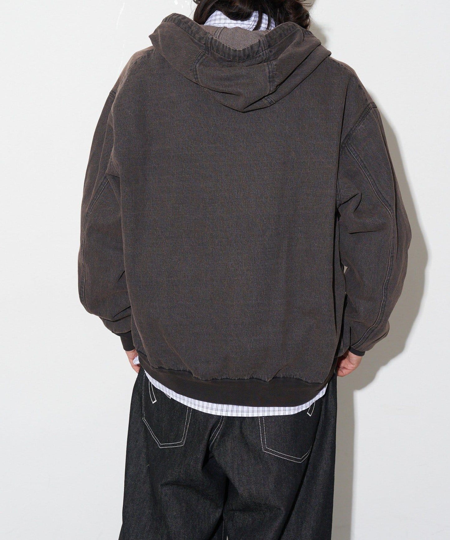 過染牛仔拉鍊連帽衫
