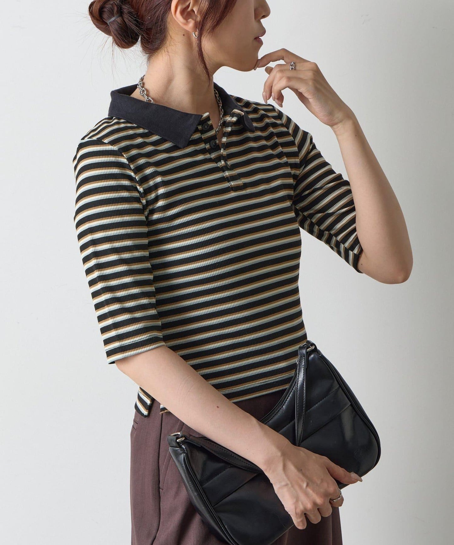 【AW】羅紋條紋POLO衫