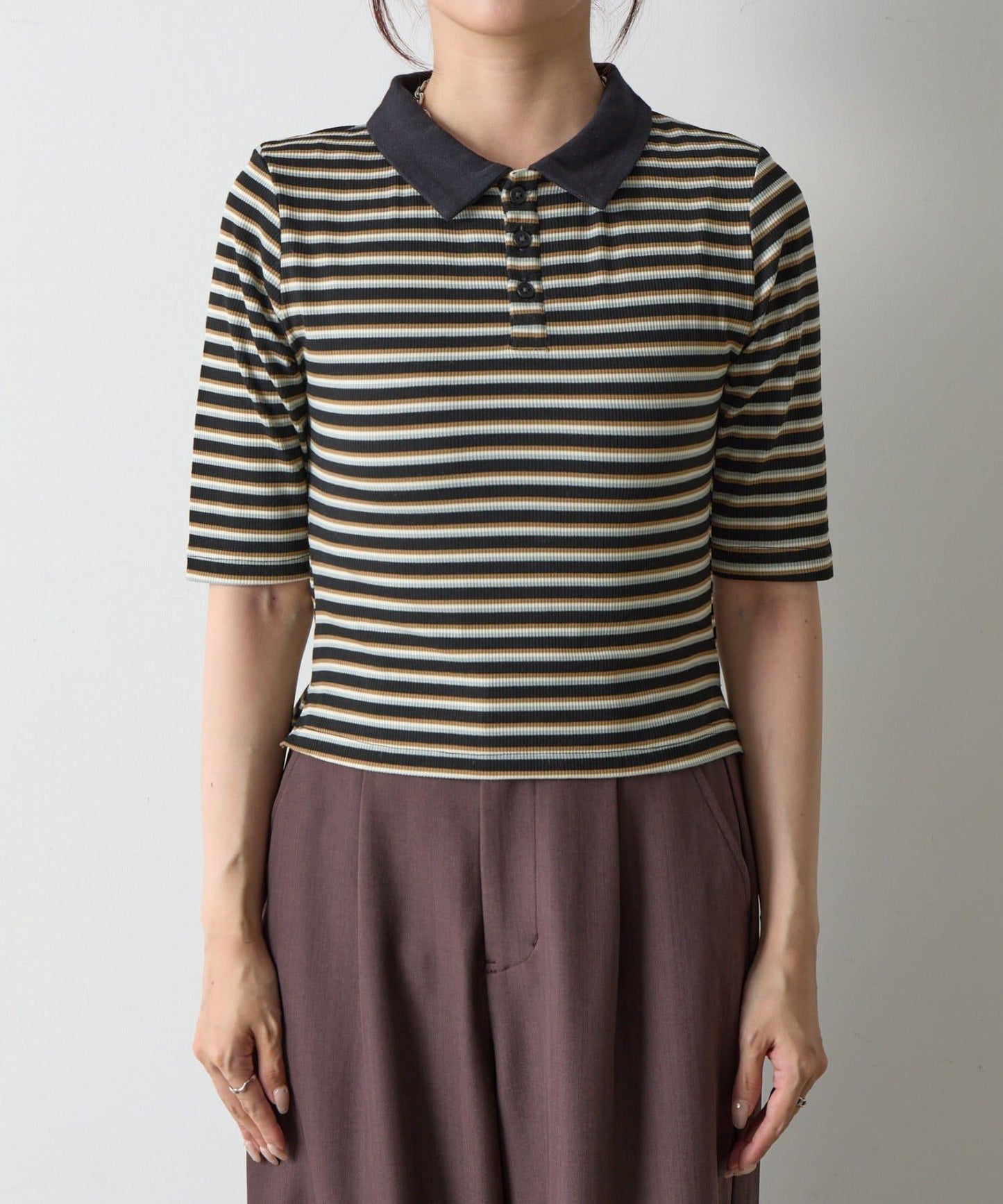 【AW】羅紋條紋POLO衫