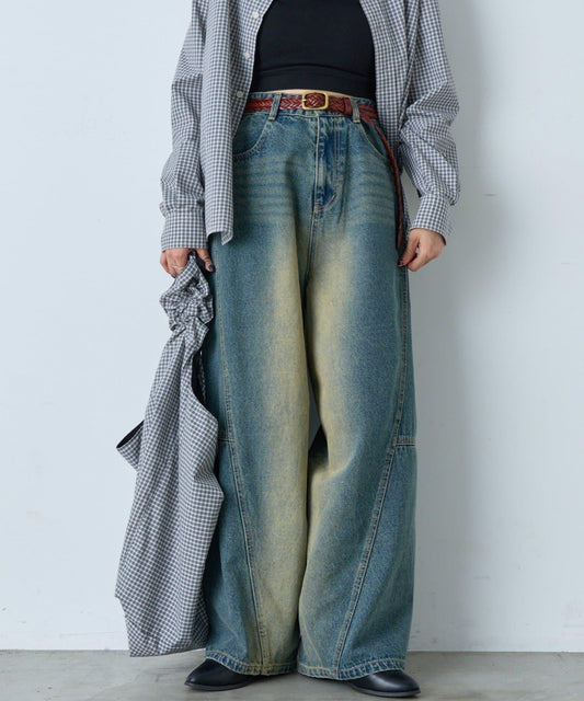 【WHIMSIC/2尺碼可選】扭結拼接牛仔褲