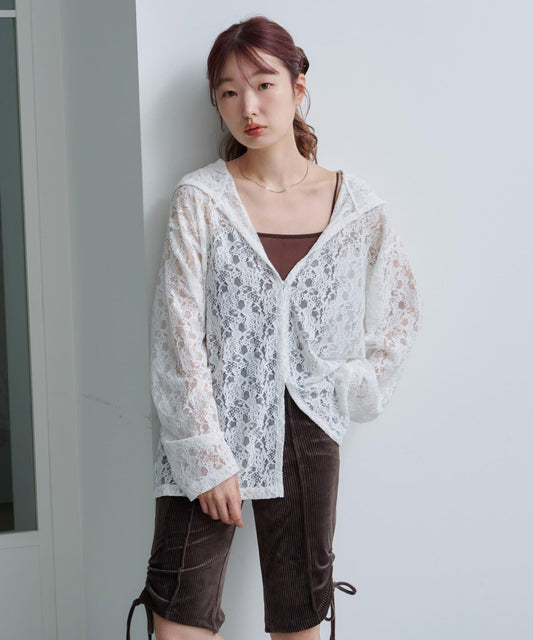 蕾絲連帽衫