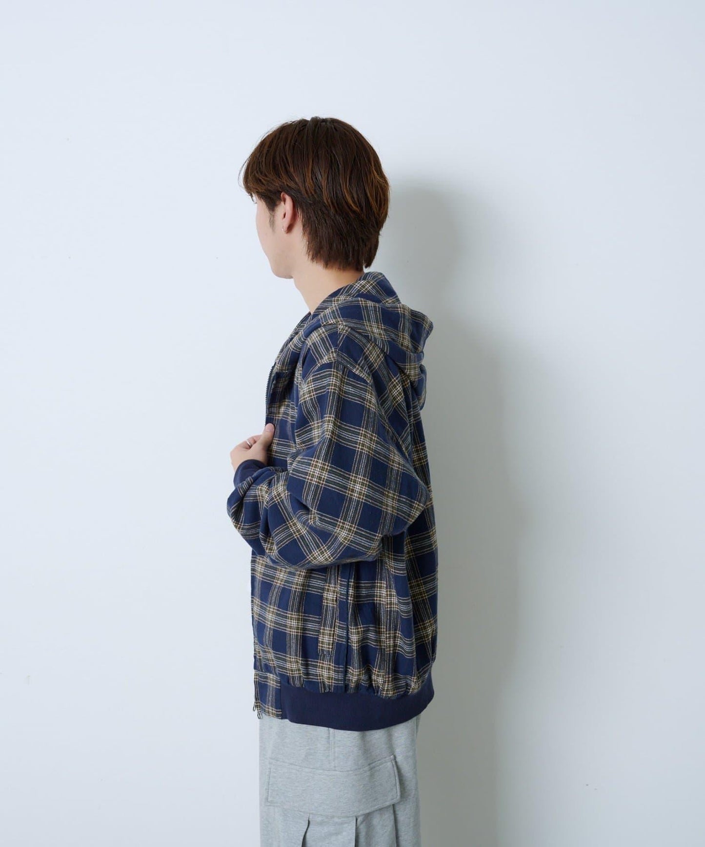 【WHIMSIC】格紋拉鍊連帽襯衫