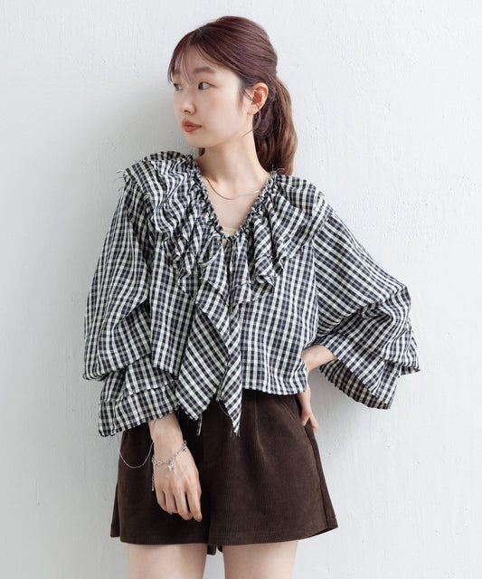 荷葉邊蝴蝶結襯衫