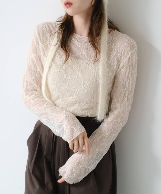 蕾絲透視套頭衫