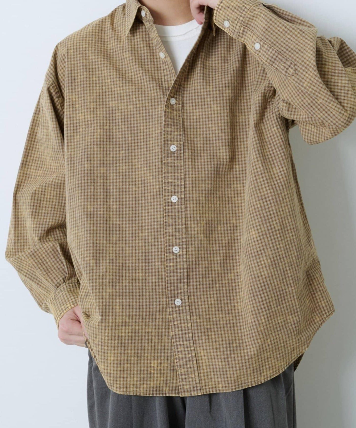 ACID WASHED格紋襯衫