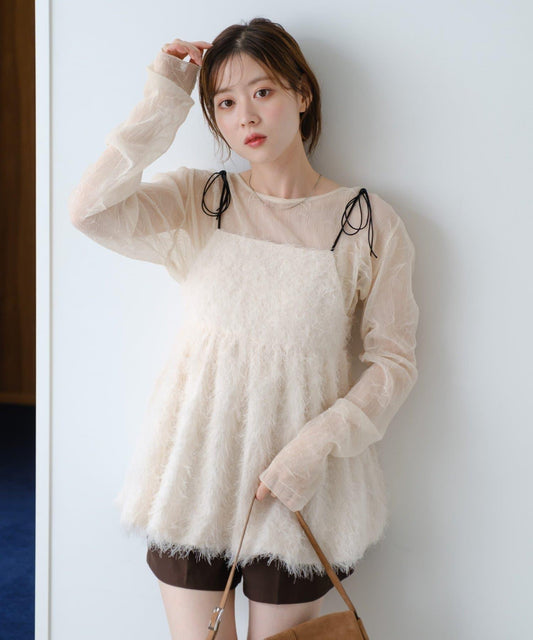 泡泡紗長毛背心