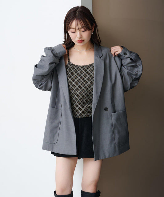 雙層袖褶皺夾克