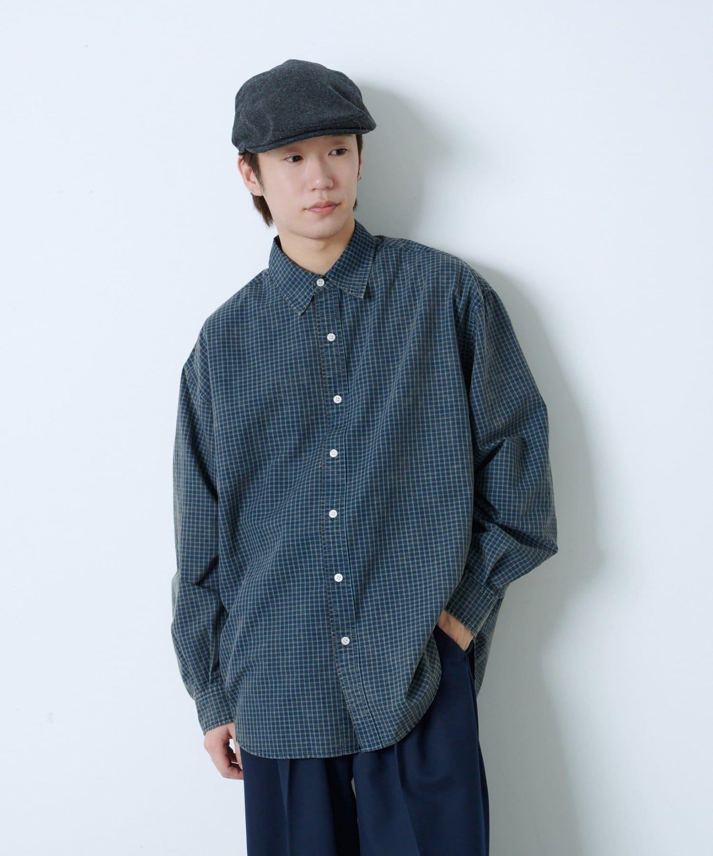 ACID WASHED格紋襯衫