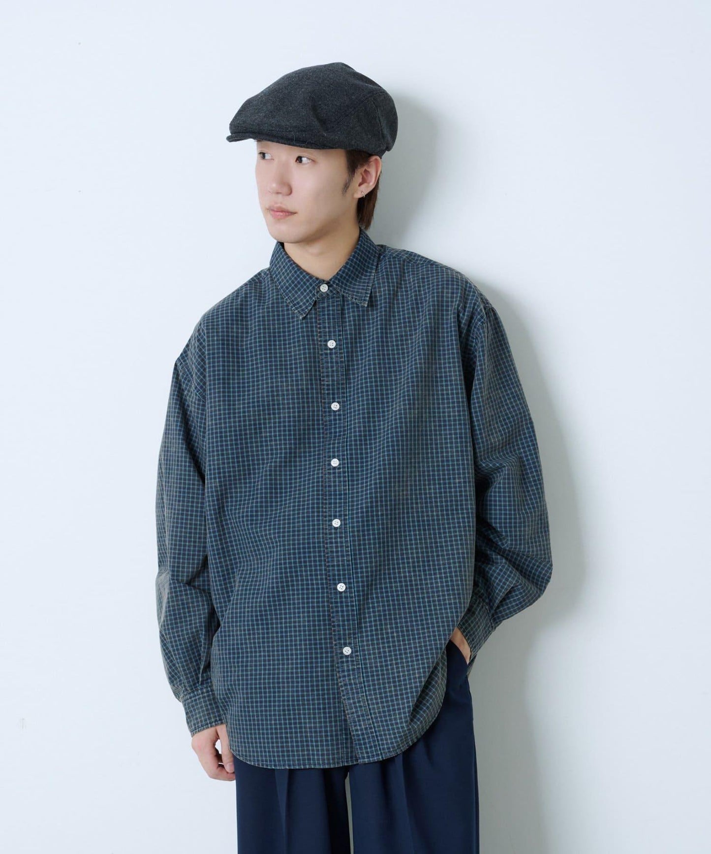 ACID WASHED格紋襯衫