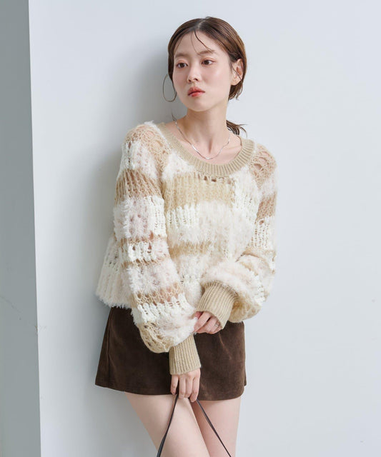 鏤空混紡針織衫