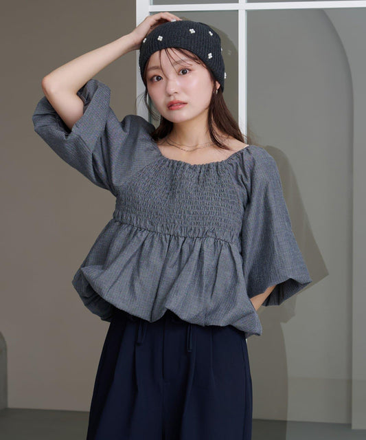 泡泡七分袖襯衫