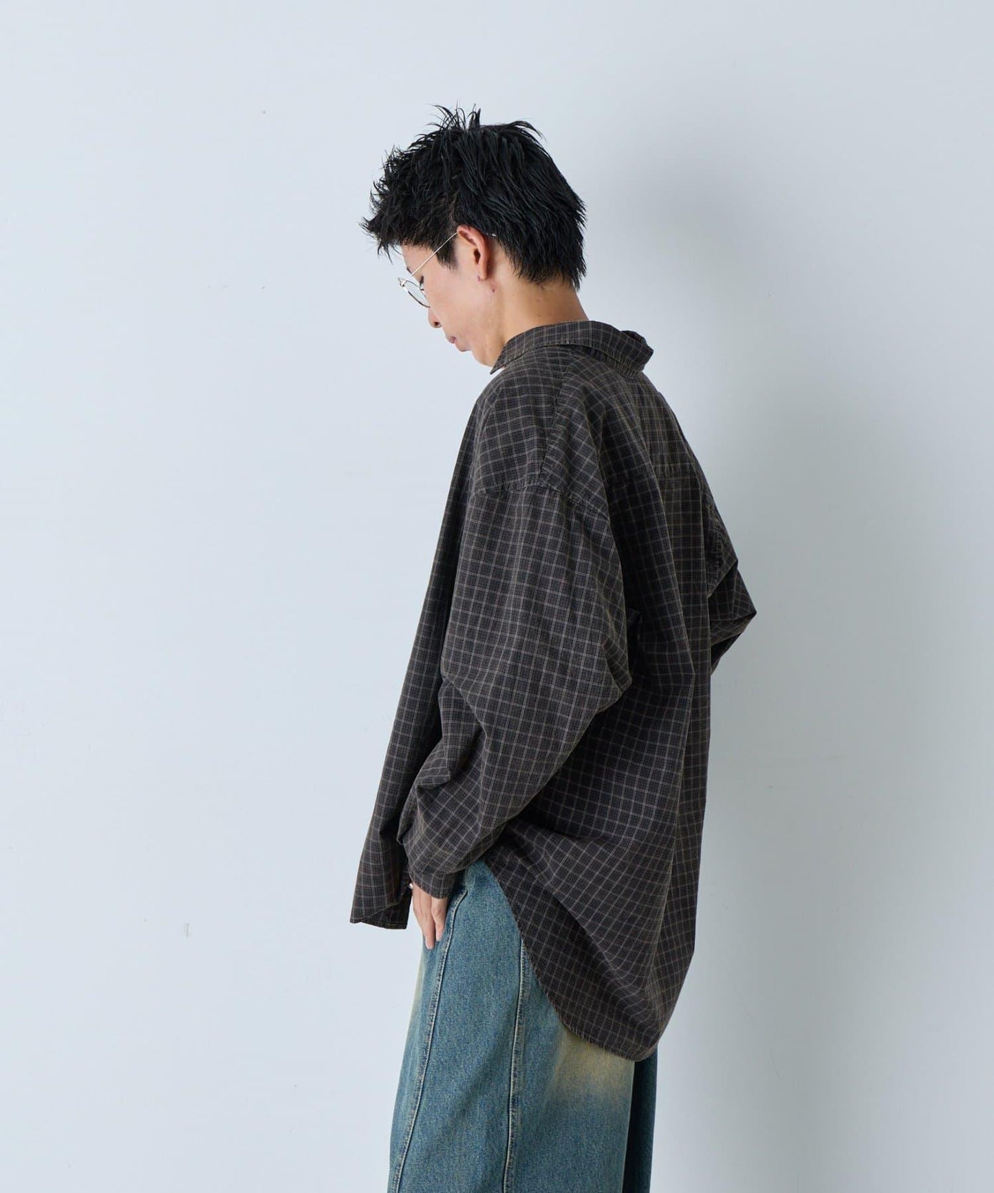 ACID WASHED格紋襯衫