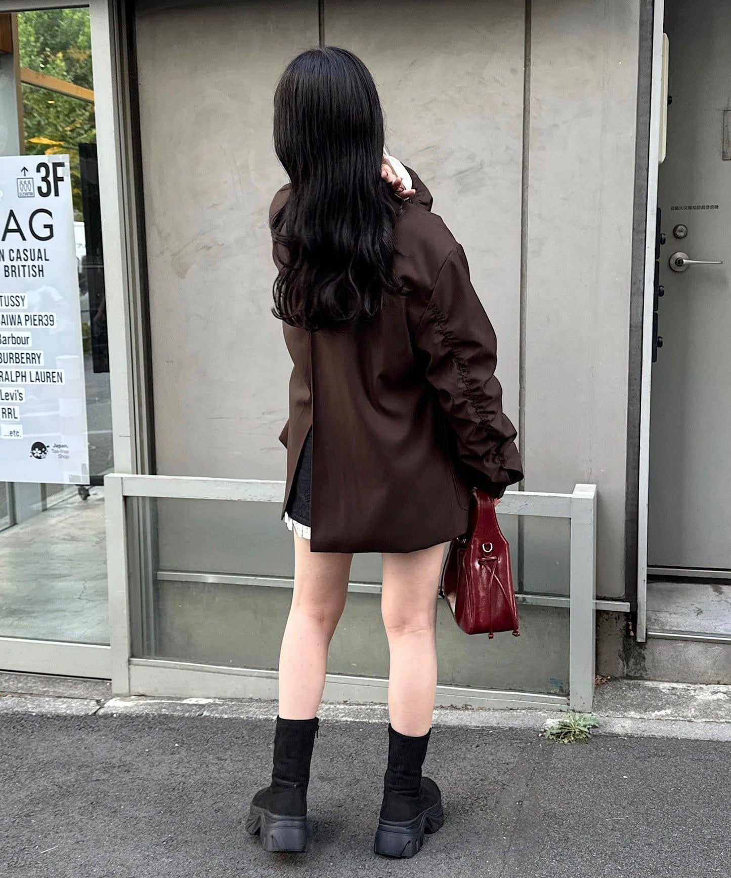 雙層袖褶皺夾克