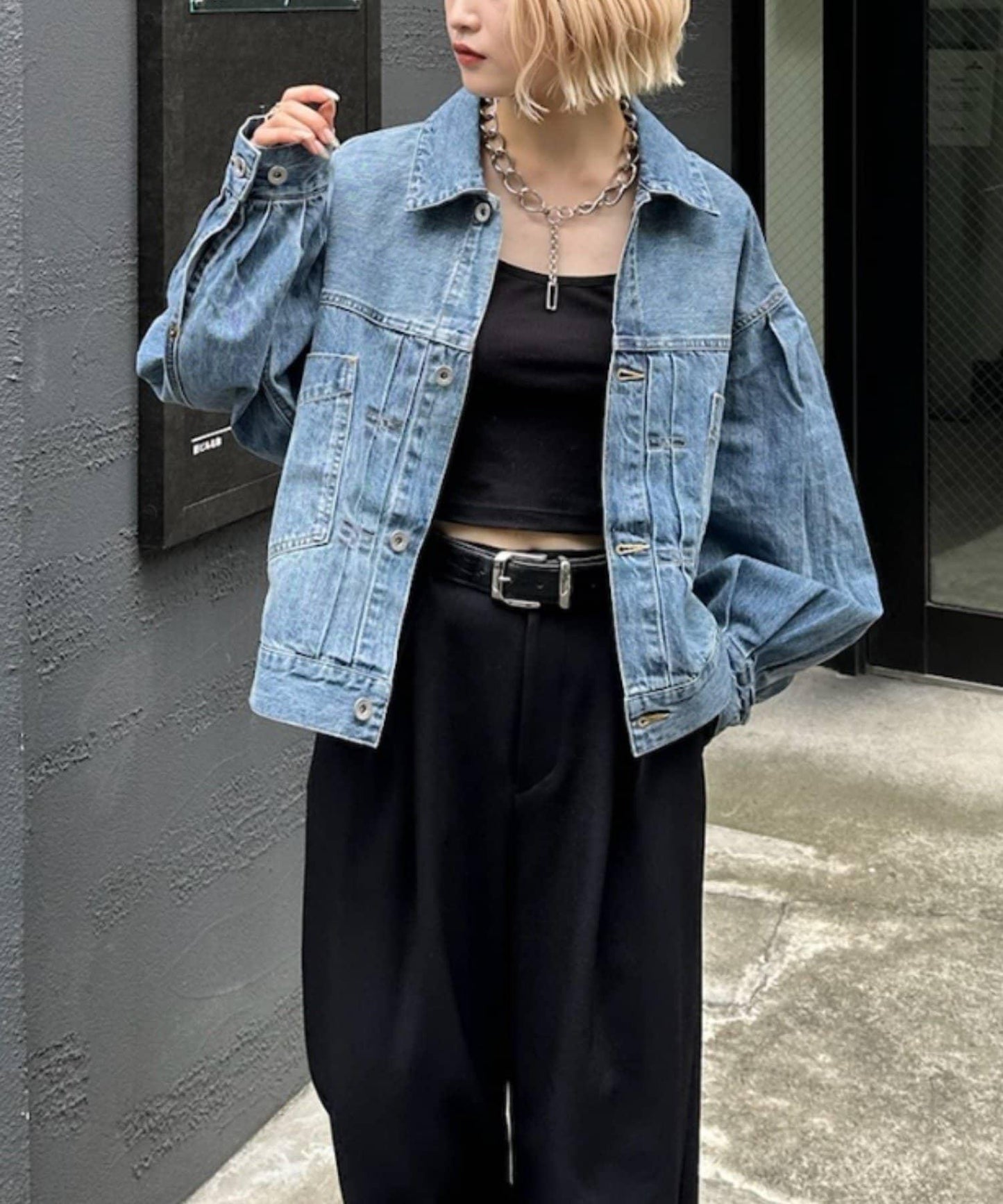 泡泡袖牛仔夾克