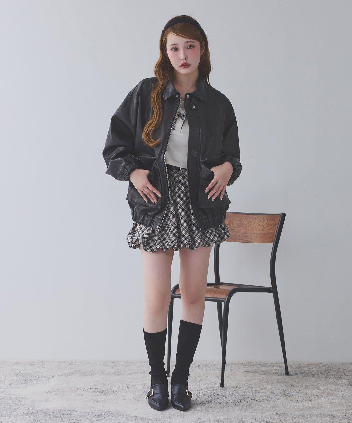 帶腰帶百褶泡泡迷你裙