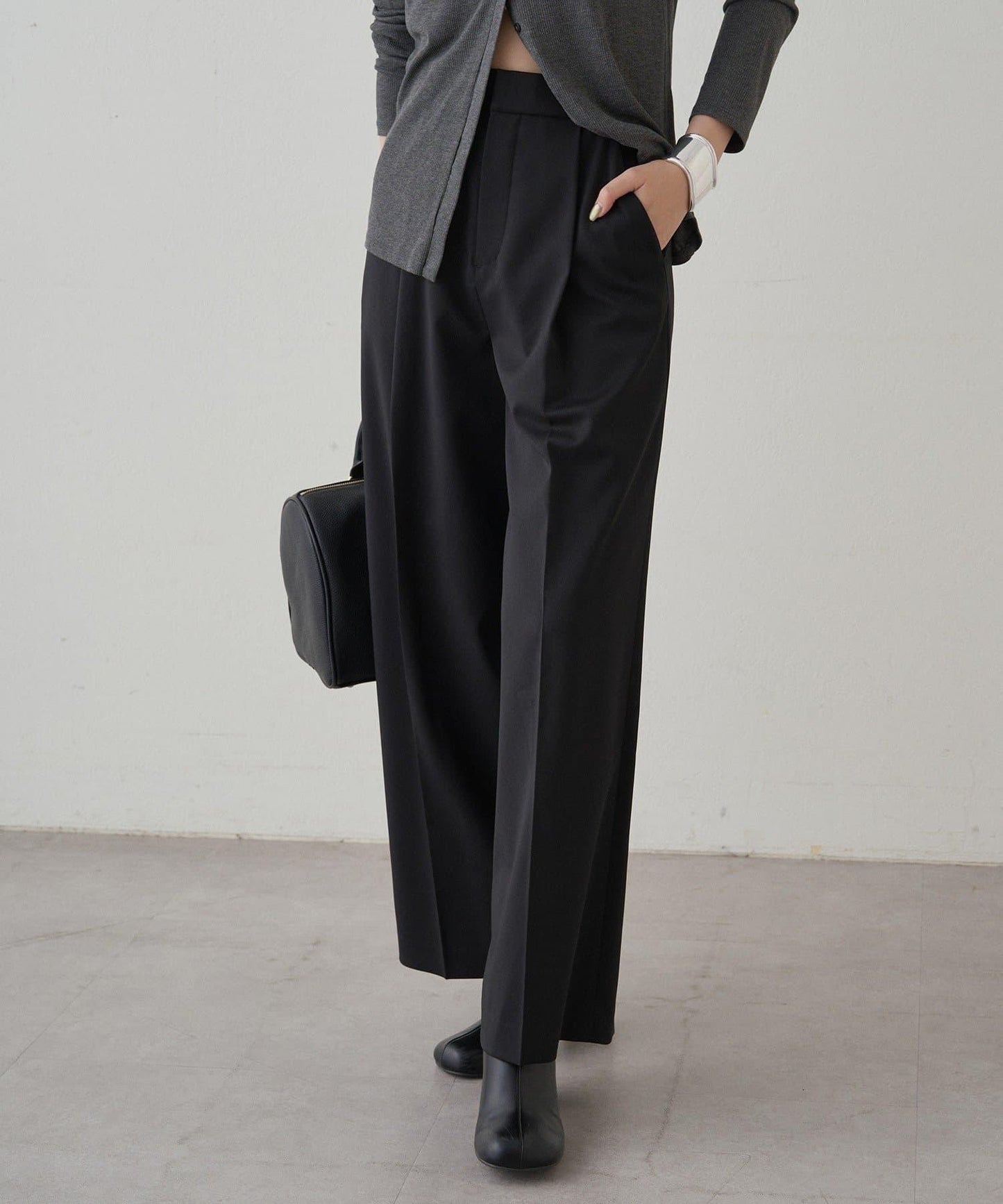 【Loungedress】直筒褶皺長褲