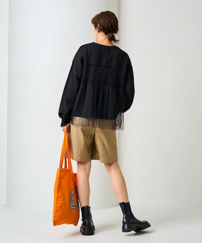 網紗褶皺疊層衛衣