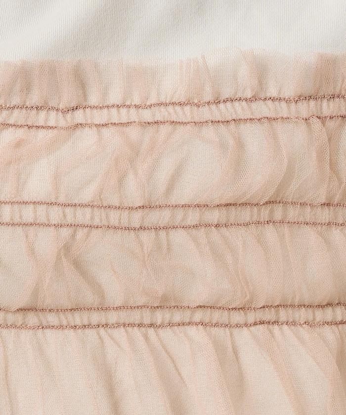 網紗褶皺疊層衛衣