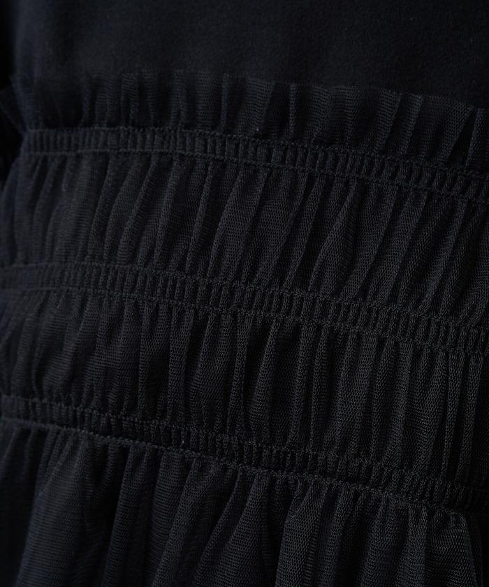 網紗褶皺疊層衛衣