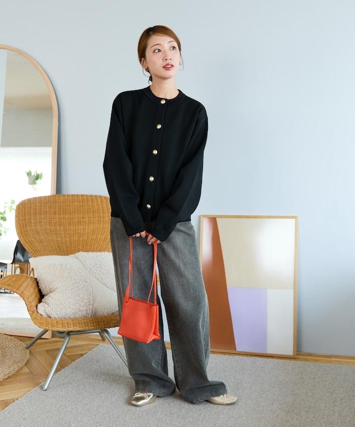 金色紐釦針織開衫