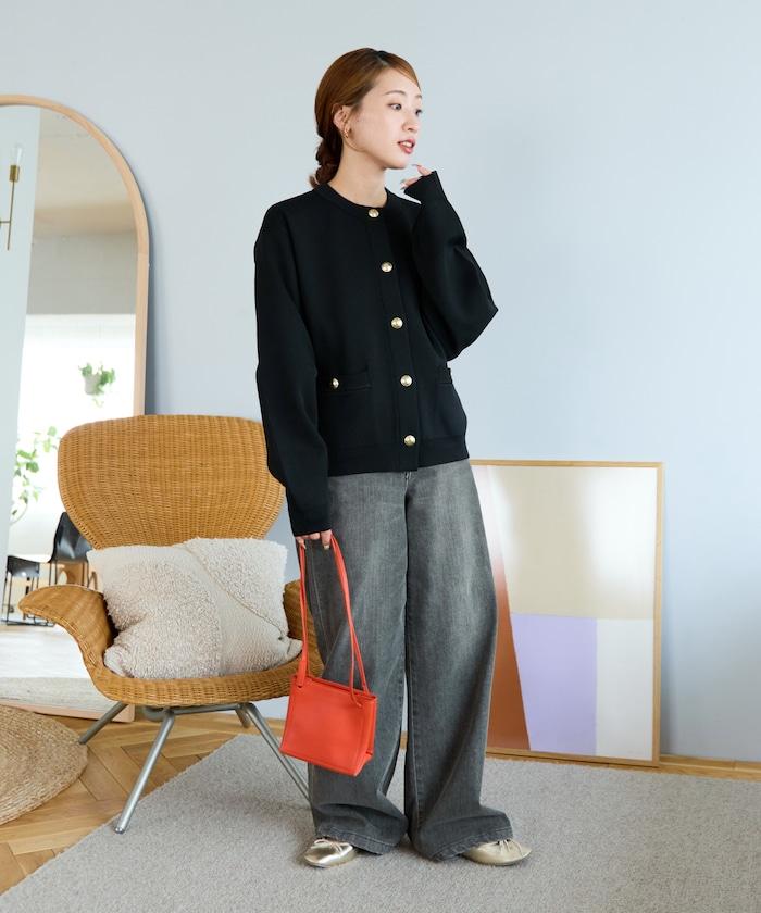 金色紐釦針織開衫