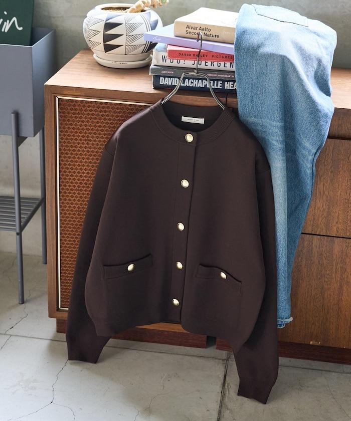 金色紐釦針織開衫