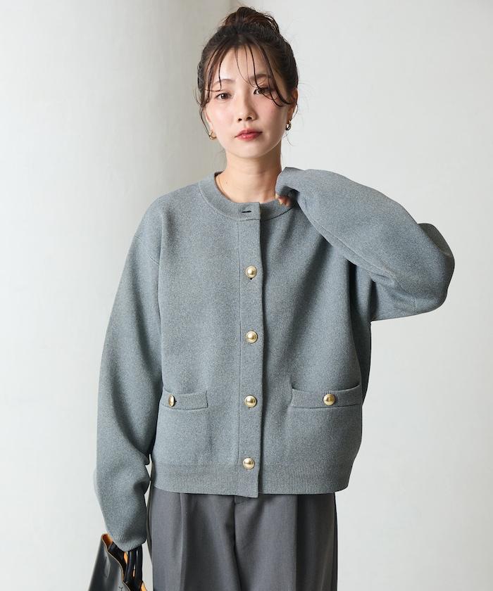 金色紐釦針織開衫