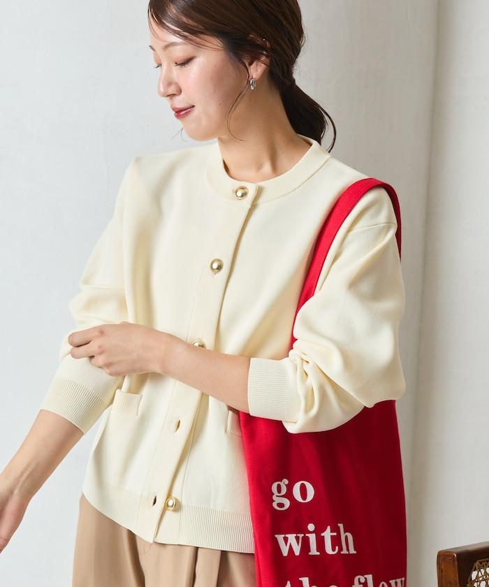 金色紐釦針織開衫