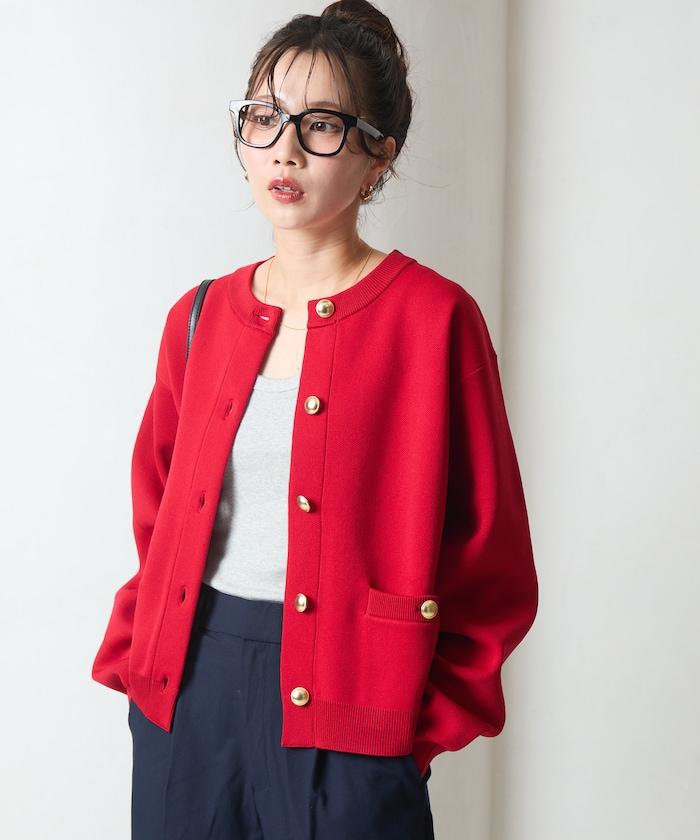 金色紐釦針織開衫