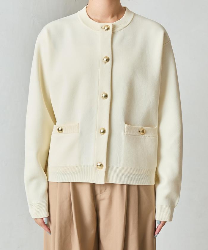 金色紐釦針織開衫