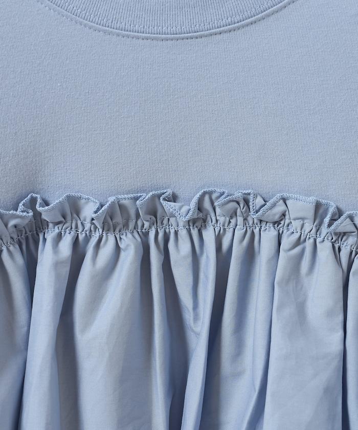 泡泡袖束身上衣風拼接長袖T恤