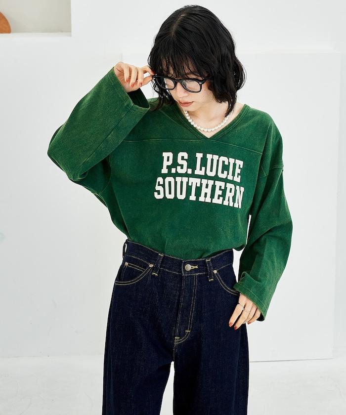 復古風格2way美式橄欖球長袖T恤