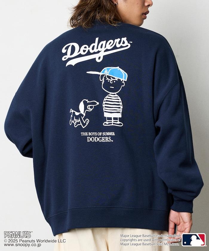 MLB×《PEANUTS》特別款寬鬆版型背部印花圓領衛衣 / Dodgers