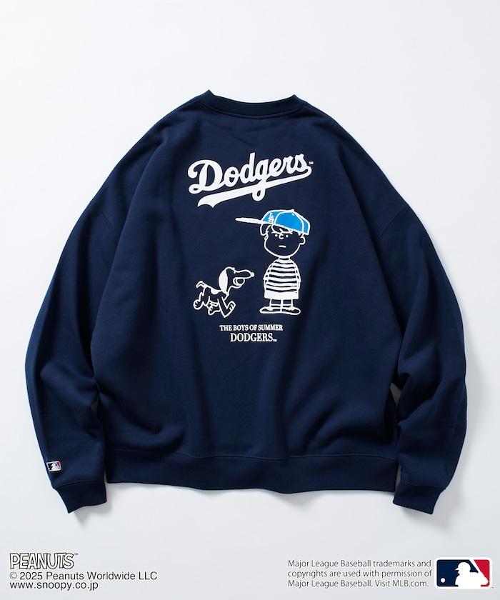 MLB×《PEANUTS》特別款寬鬆版型背部印花圓領衛衣 / Dodgers