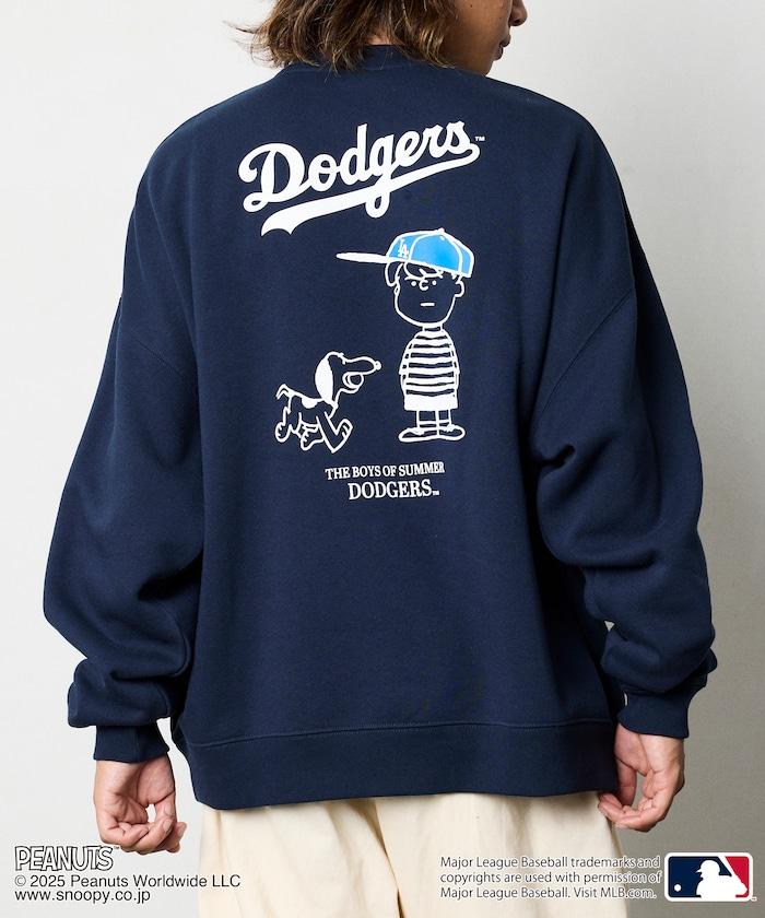 MLB×《PEANUTS》特別款寬鬆版型背部印花圓領衛衣 / Dodgers