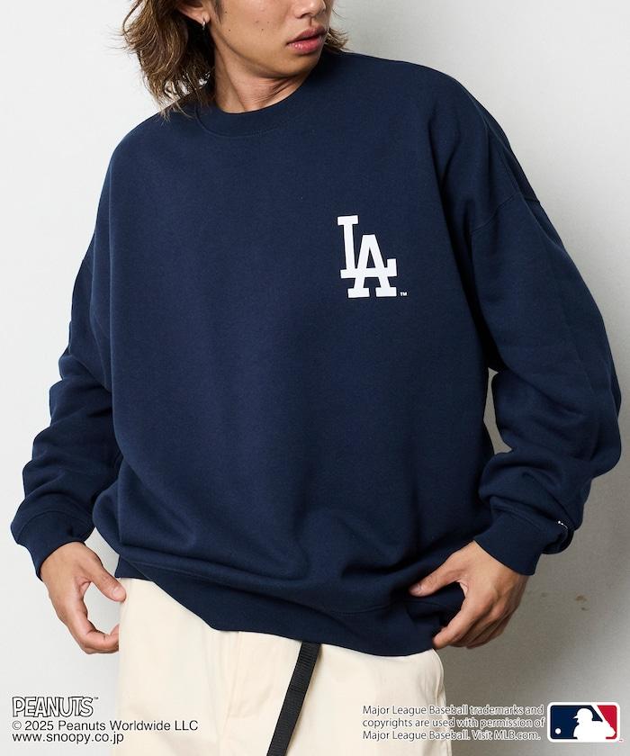 MLB×《PEANUTS》特別款寬鬆版型背部印花圓領衛衣 / Dodgers