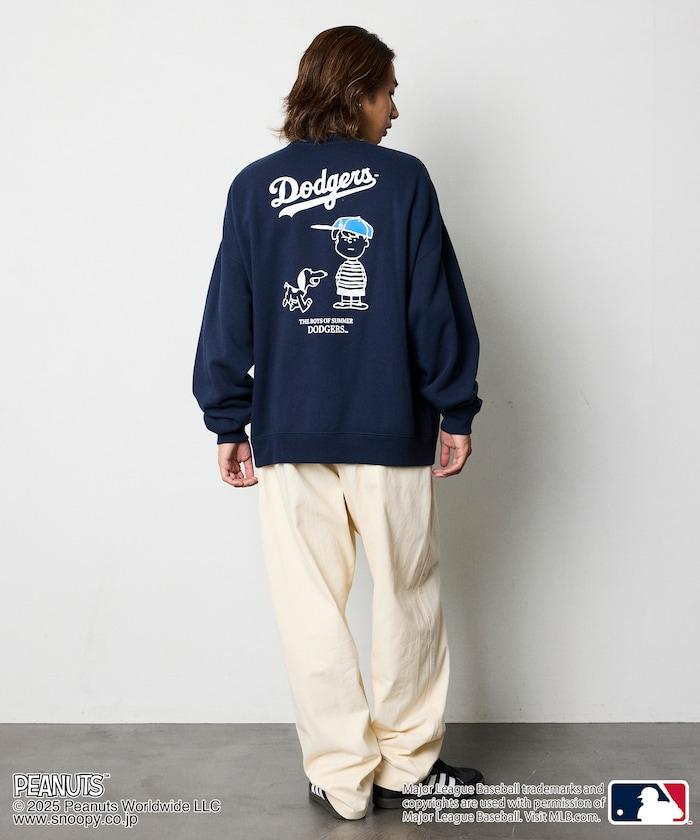 MLB×《PEANUTS》特別款寬鬆版型背部印花圓領衛衣 / Dodgers