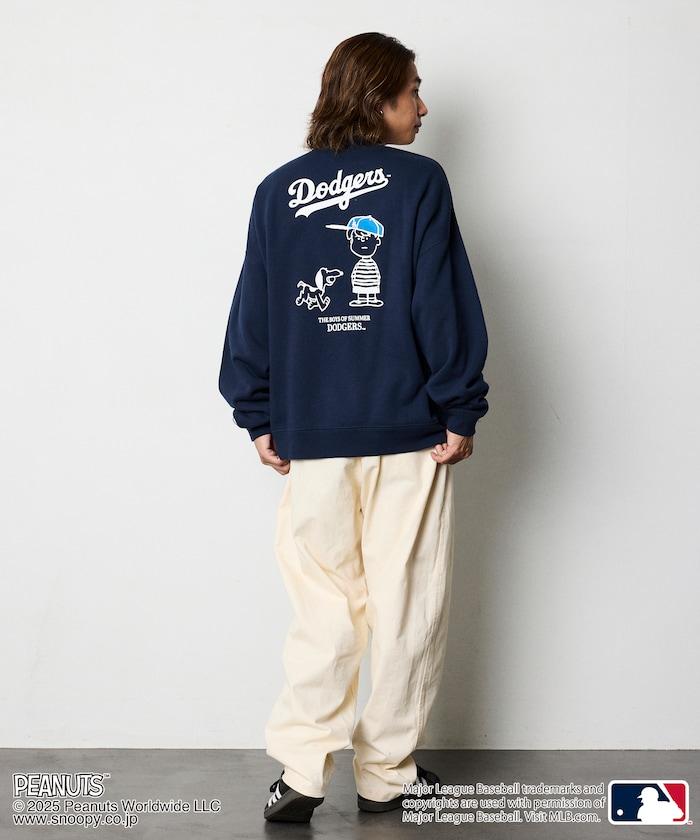 MLB×《PEANUTS》特別款寬鬆版型背部印花圓領衛衣 / Dodgers