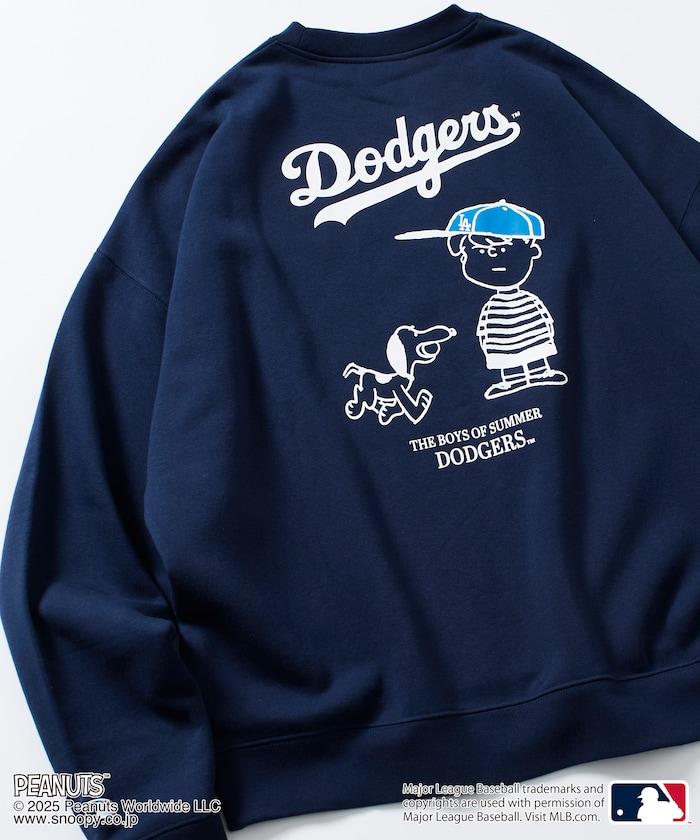 MLB×《PEANUTS》特別款寬鬆版型背部印花圓領衛衣 / Dodgers