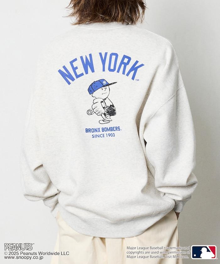 MLB×《PEANUTS》特別款寬鬆版型背部印花圓領衛衣/YANKEES