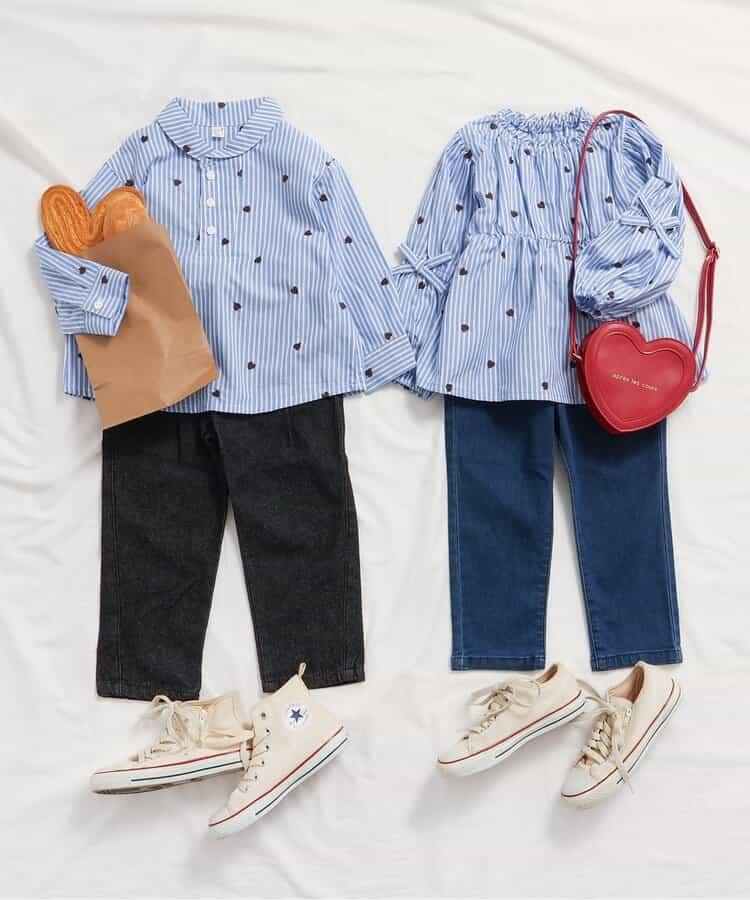 袖蝴蝶結愛心櫻桃刺繡長款上衣