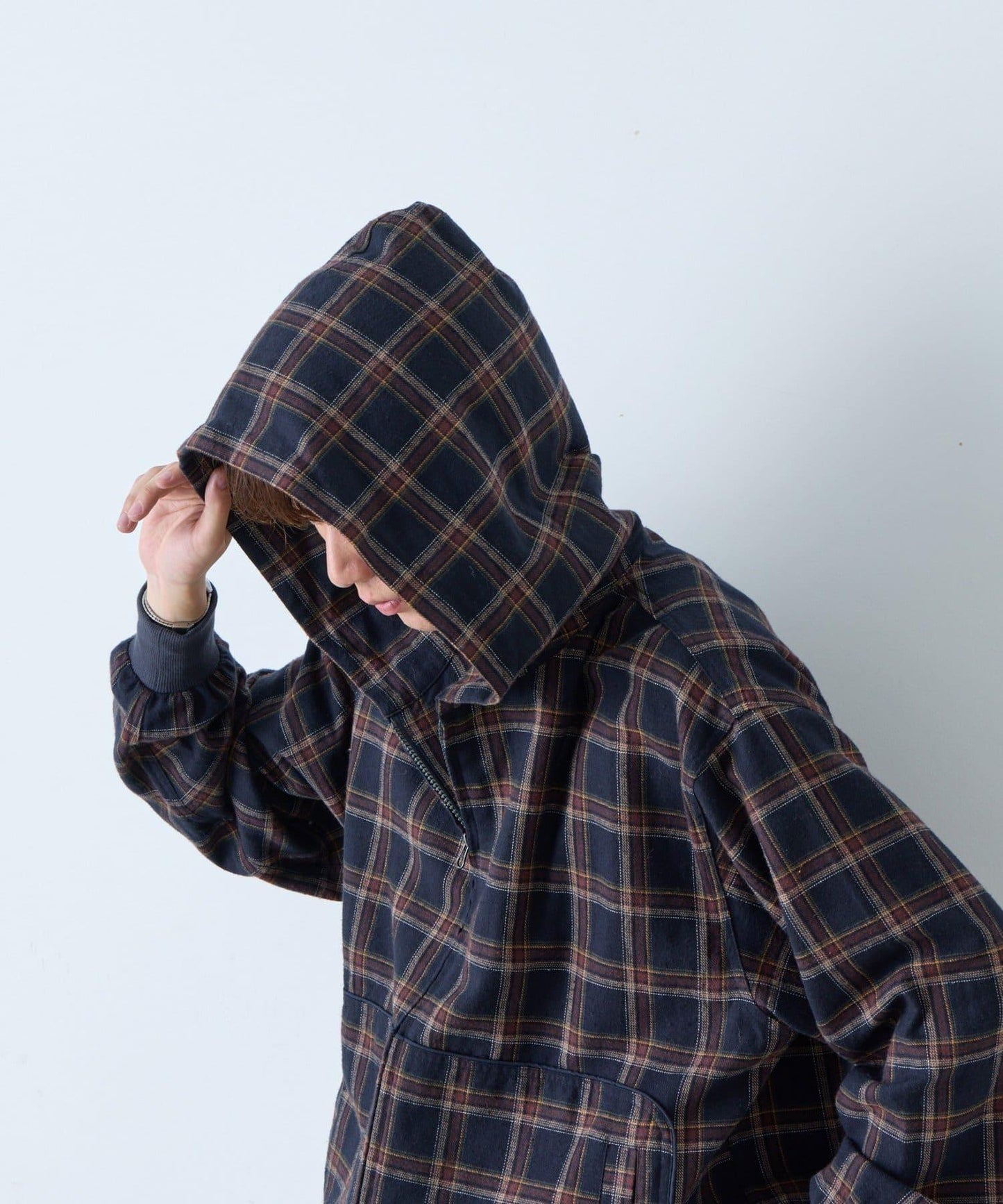 【WHIMSIC】格紋拉鍊連帽襯衫