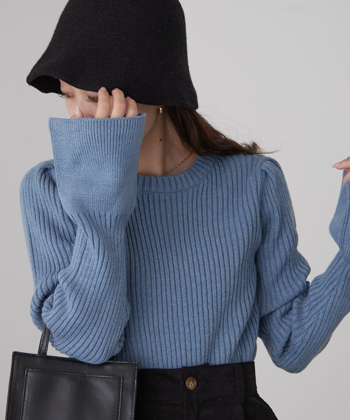 W喇叭袖羅紋針織衫