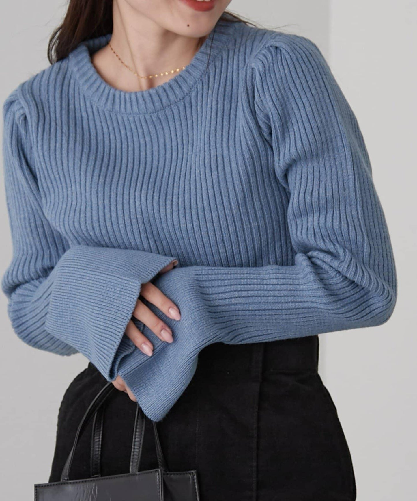 W喇叭袖羅紋針織衫