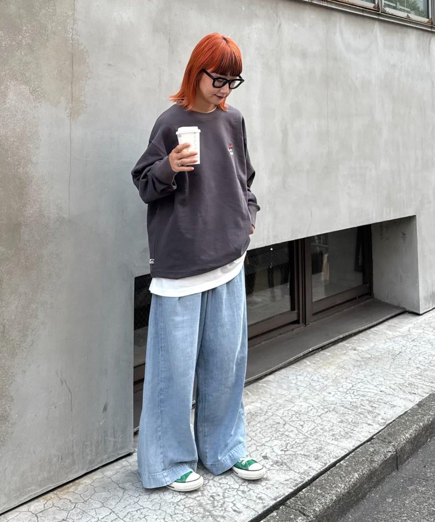 【ojisan】簡約刺繡衛衣圓領衫
