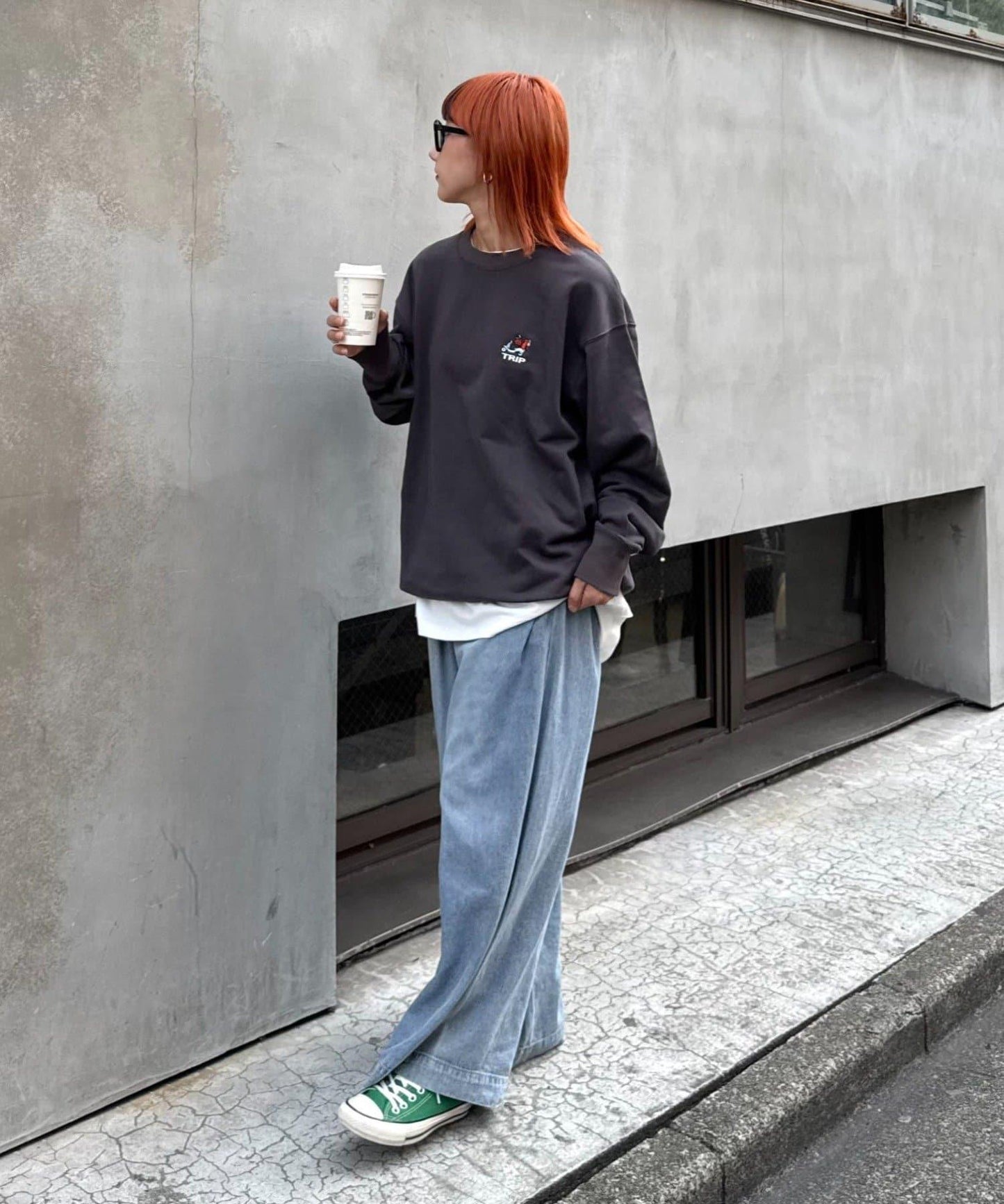 【ojisan】簡約刺繡衛衣圓領衫